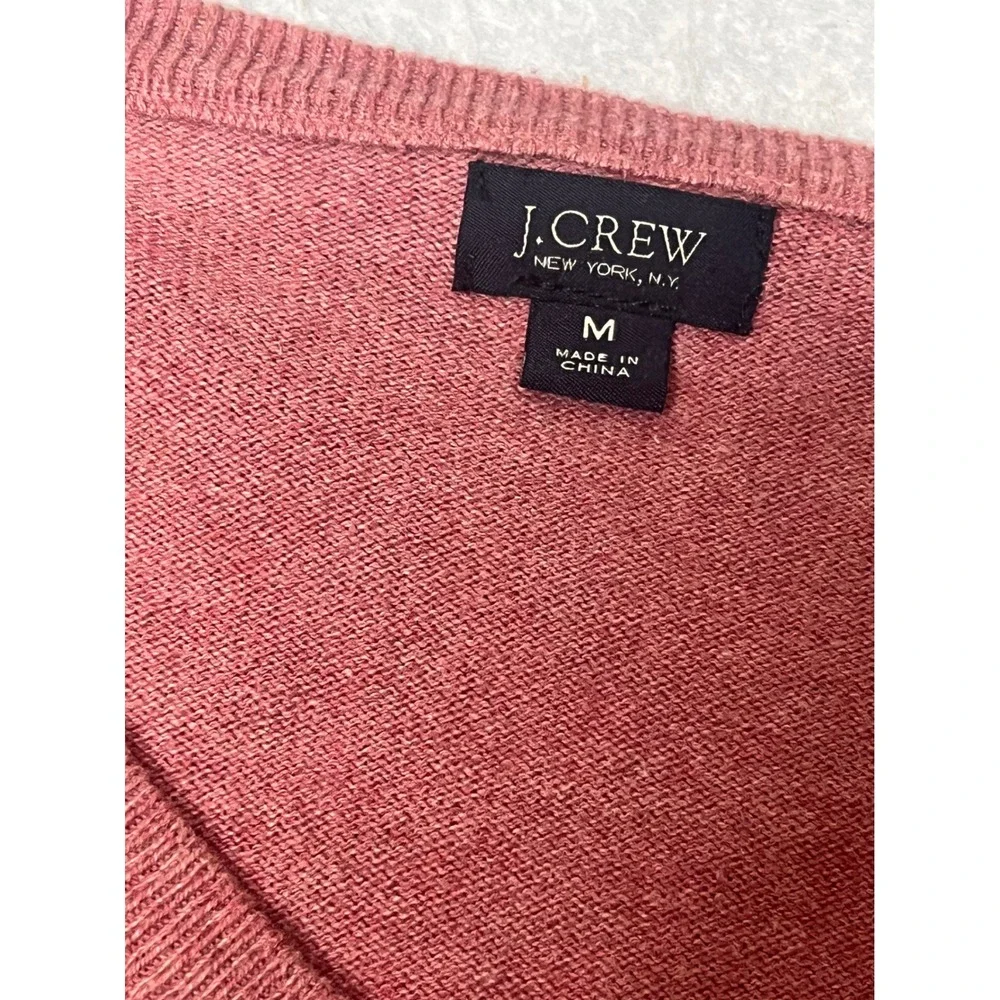 J.Crew Mens V-Neck Sweater Rose Pink Cotton Cashmere Blend Size‎ M